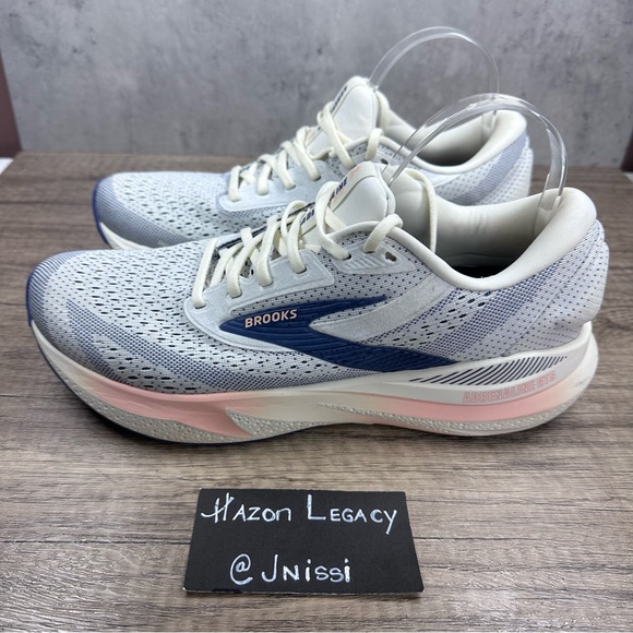 Brooks~Women’s~Adrenaline GTS 24 Running Shoes Grey/Blue Ribbon/Peach~Size 11.5